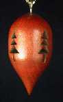 Wooden ornament, birch with tree shape, red with natural interior